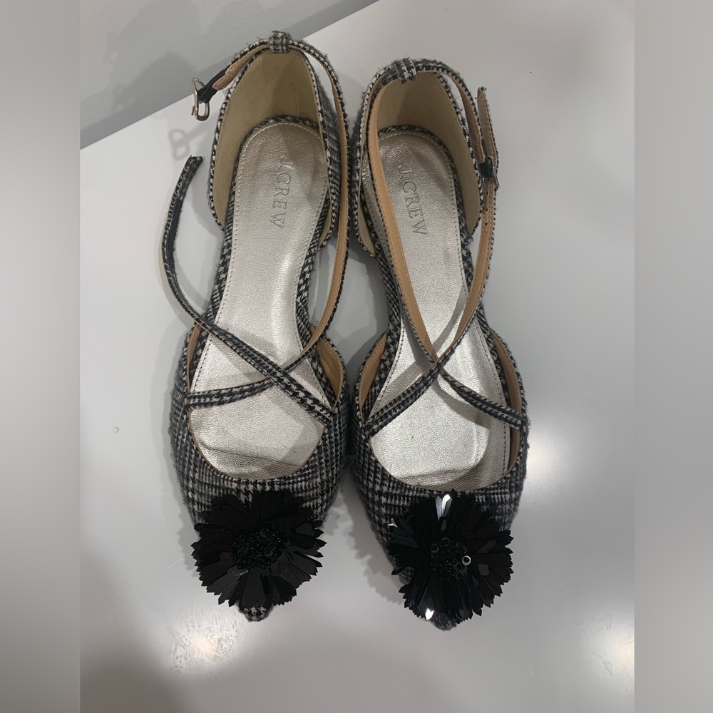 Jcrew black and white flat